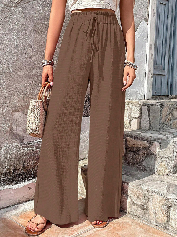 Flared Pants- Textured High-Waist Palazzo Flared Pants- - IndioGear Clothing and Gear