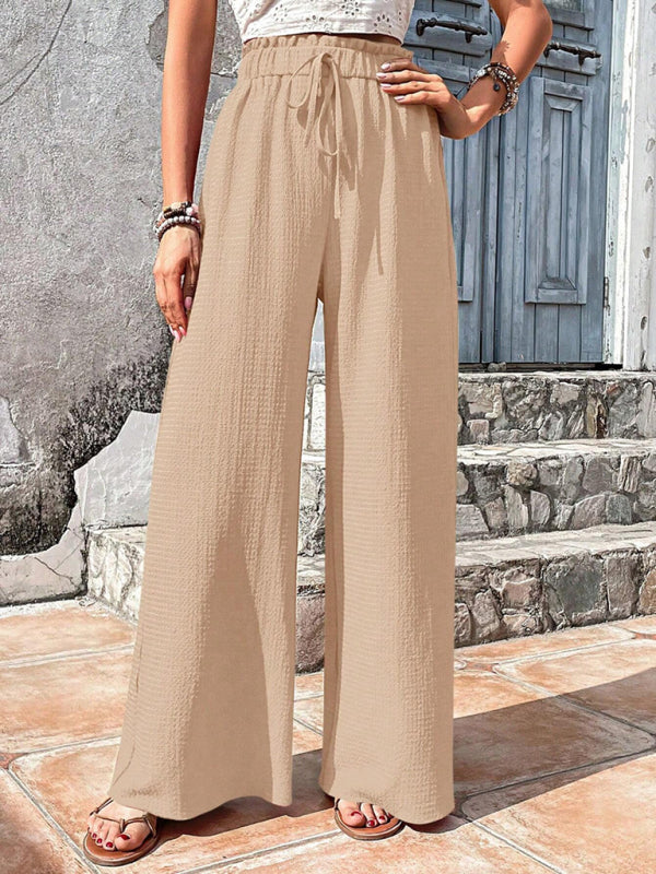 Flared Pants- Textured High-Waist Palazzo Flared Pants- Cracker khaki- IndioGear Clothing and Gear