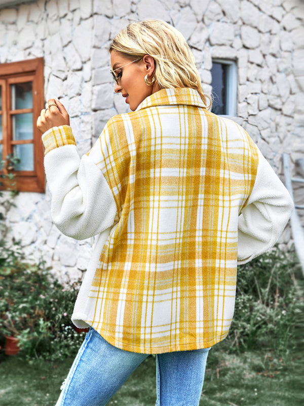 Fleece Jackets- Fall-Winter Plaid Fleece Shirt Jacket- - IndioGear Fashion and Gear