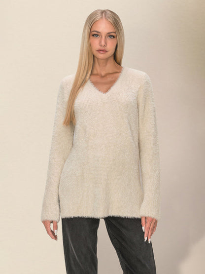 Fluffy Sweaters- Cozy Fluffy Knit Winter Sweater- - IndioGear Clothing and Gear