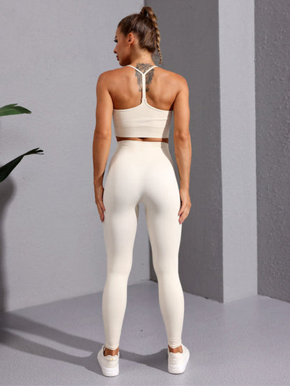 Feste, dehnbare, enge Fitness-Leggings für Damen mit hoher Taille