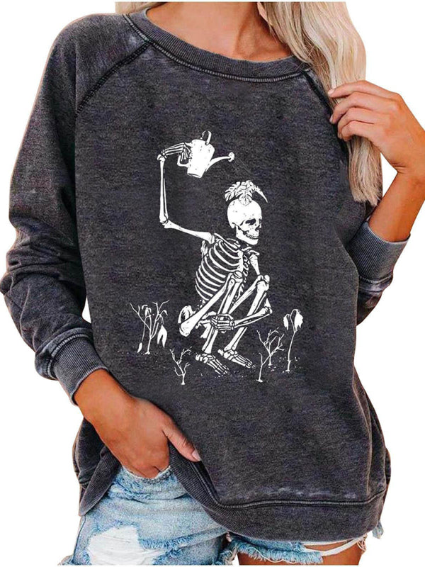 Halloweeen Sweatshirts- Skeletor & Skull Options Sweatshirt | Perfect for Halloween Outfits- - Pekosa Women Clothing