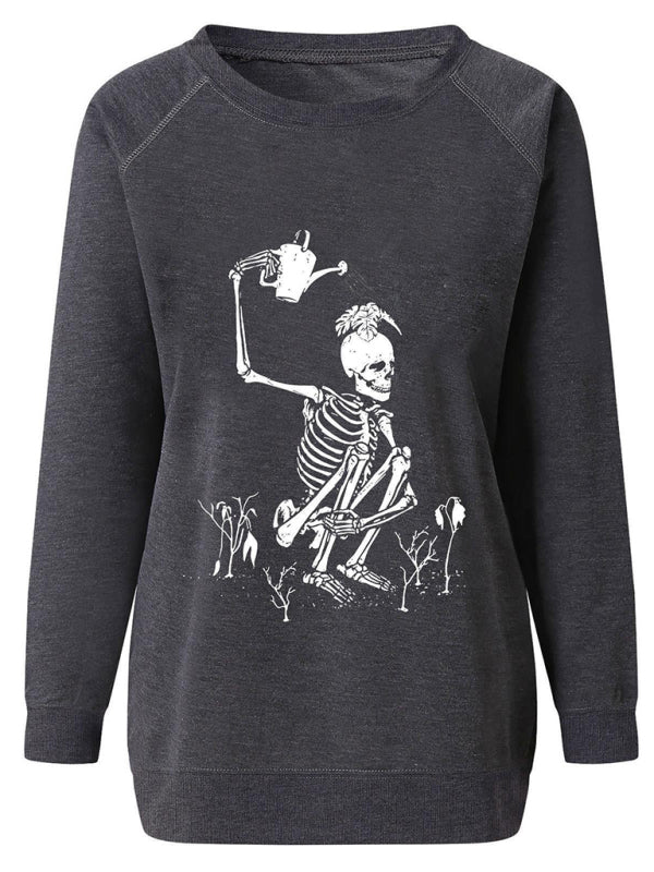 Halloweeen Sweatshirts- Skeletor & Skull Options Sweatshirt | Perfect for Halloween Outfits- - Pekosa Women Clothing