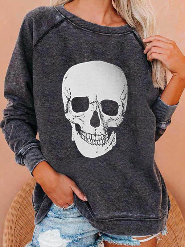 Halloweeen Sweatshirts- Skeletor & Skull Options Sweatshirt | Perfect for Halloween Outfits- Pattern2- Pekosa Women Clothing