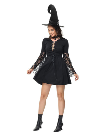 Halloween Cosplay- Halloween Cosplay Set: Witch Dress + Hat- - IndioGear Fashion and Gear