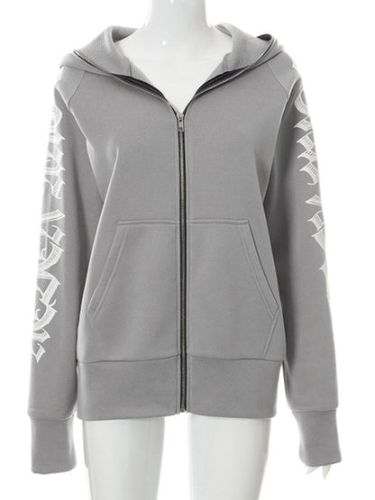 Hooded Sweatshirts- Urban Sport Y2K Hip Hop Zip-Up Hooded Sweatshirt- - IndioGear Clothing and Gear