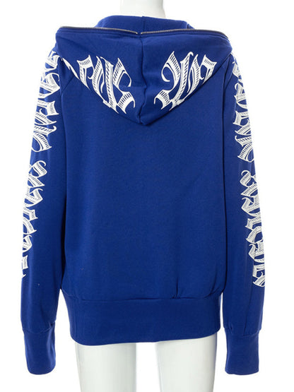 Hooded Sweatshirts- Urban Sport Y2K Hip Hop Zip-Up Hooded Sweatshirt- - IndioGear Clothing and Gear