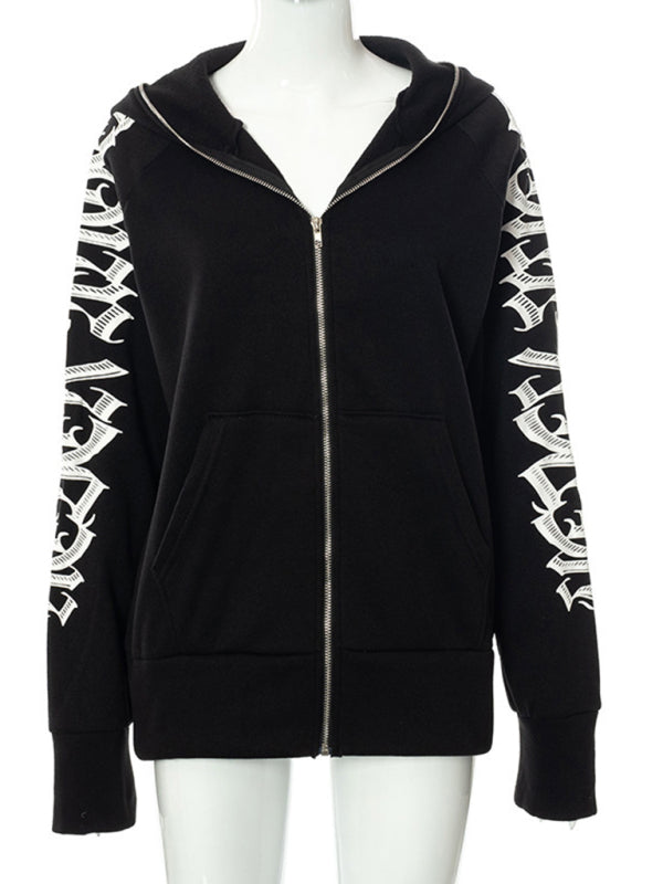 Hooded Sweatshirts- Urban Sport Y2K Hip Hop Zip-Up Hooded Sweatshirt- - IndioGear Clothing and Gear