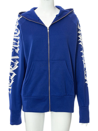 Hooded Sweatshirts- Urban Sport Y2K Hip Hop Zip-Up Hooded Sweatshirt- - IndioGear Clothing and Gear