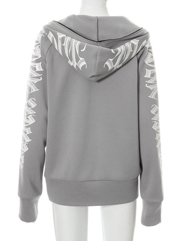 Hooded Sweatshirts- Urban Sport Y2K Hip Hop Zip-Up Hooded Sweatshirt- - IndioGear Clothing and Gear