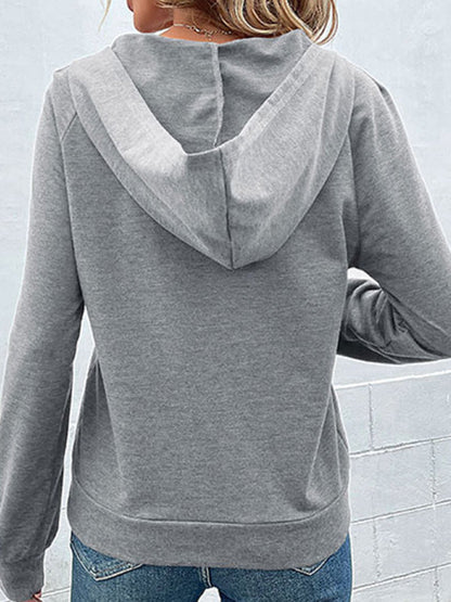 Hoodies- Asymmetrical Button-Down Hoodie - Hooded Top- - IndioGear Fashion and Gear