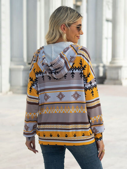 Hoodies- Cotton Aztec Sweatshirt - Hoodie Pullover- - IndioGear Fashion and Gear