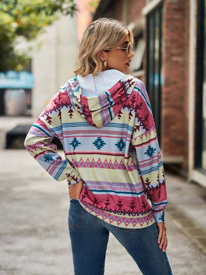 Hoodies- Cotton Aztec Sweatshirt - Hoodie Pullover- - IndioGear Fashion and Gear