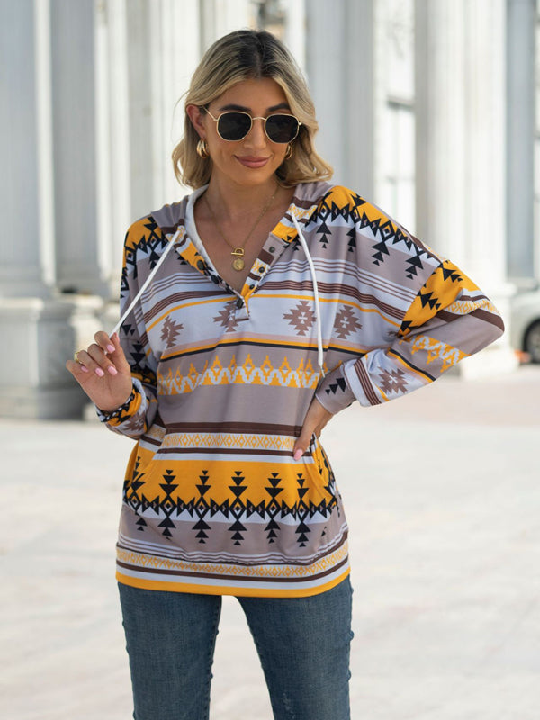 Hoodies- Cotton Aztec Sweatshirt - Hoodie Pullover- - IndioGear Fashion and Gear