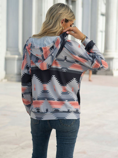 Hoodies- Cotton Aztec Sweatshirt - Hoodie Pullover- - IndioGear Fashion and Gear