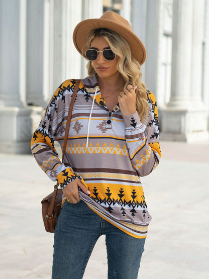 Hoodies- Cotton Aztec Sweatshirt - Hoodie Pullover- - IndioGear Fashion and Gear