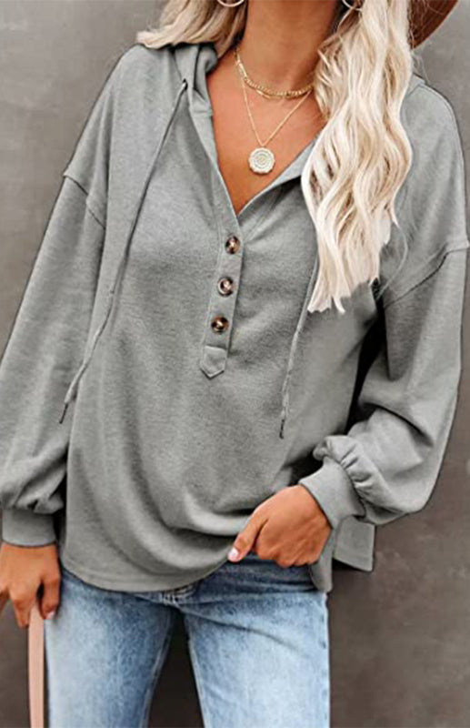 Hoodies- Oversized Cotton Blend Hoodie - Button-Down, Drop Shoulders Sweatshirt- - IndioGear Fashion and Gear