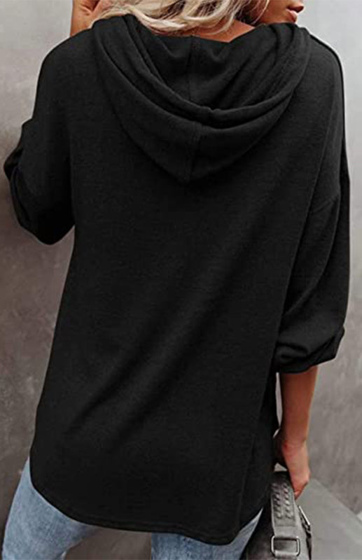 Hoodies- Oversized Cotton Blend Hoodie - Button-Down, Drop Shoulders Sweatshirt- - IndioGear Fashion and Gear