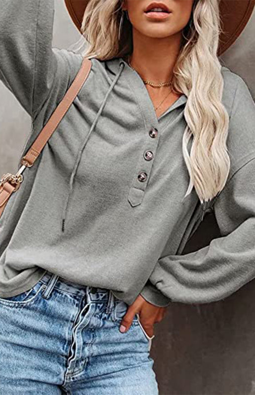 Hoodies- Oversized Cotton Blend Hoodie - Button-Down, Drop Shoulders Sweatshirt- - IndioGear Fashion and Gear