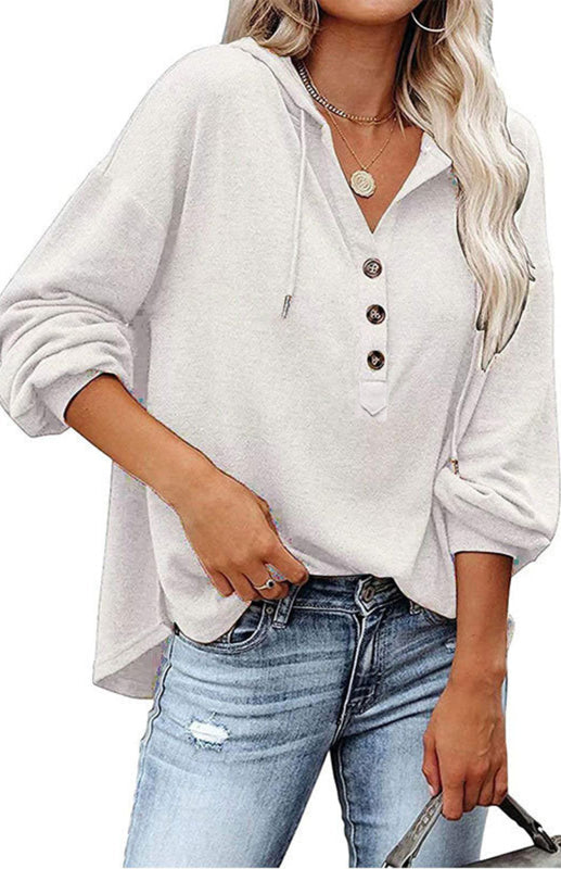 Hoodies- Oversized Cotton Blend Hoodie - Button-Down, Drop Shoulders Sweatshirt- - IndioGear Fashion and Gear