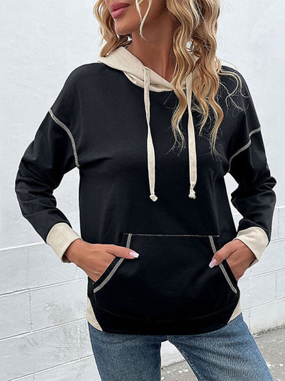 Hoodies- Oversized Kangaroo Pocket Hoodie - Hooded Sweatshirt- - IndioGear Fashion and Gear