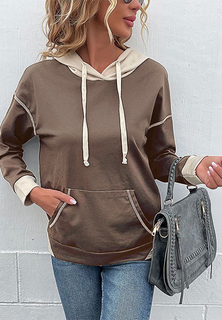 Hoodies- Oversized Kangaroo Pocket Hoodie - Hooded Sweatshirt- - IndioGear Fashion and Gear