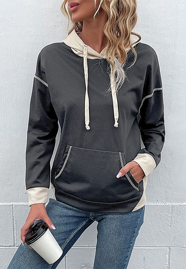 Hoodies- Oversized Kangaroo Pocket Hoodie - Hooded Sweatshirt- - IndioGear Fashion and Gear