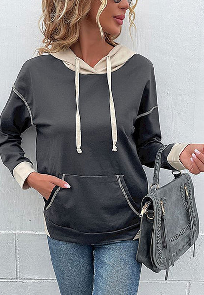 Hoodies- Oversized Kangaroo Pocket Hoodie - Hooded Sweatshirt- - IndioGear Fashion and Gear