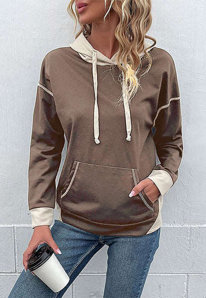 Hoodies- Oversized Kangaroo Pocket Hoodie - Hooded Sweatshirt- - IndioGear Fashion and Gear