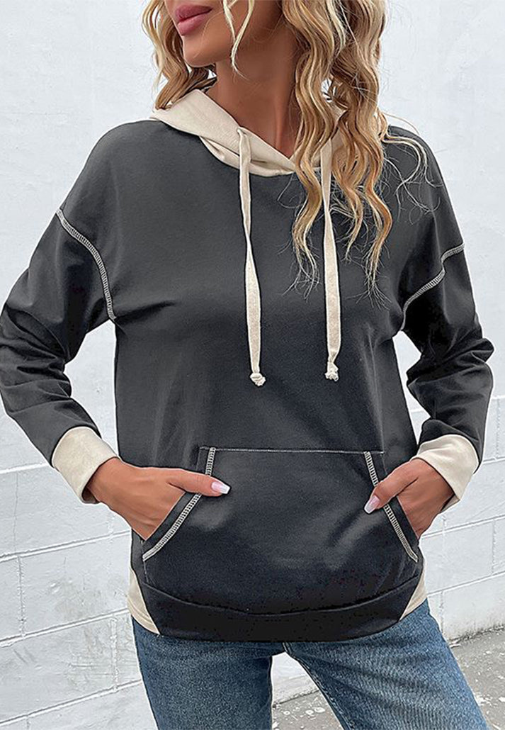 Hoodies- Oversized Kangaroo Pocket Hoodie - Hooded Sweatshirt- - IndioGear Fashion and Gear