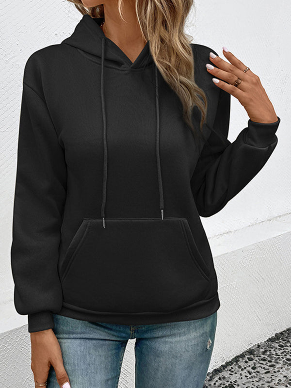 Hoodies- Solid Fleece Kangaroo Pocket Hoodie Sweatshirt- - IndioGear Fashion and Gear