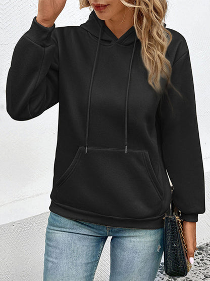 Hoodies- Solid Fleece Kangaroo Pocket Hoodie Sweatshirt- - IndioGear Fashion and Gear