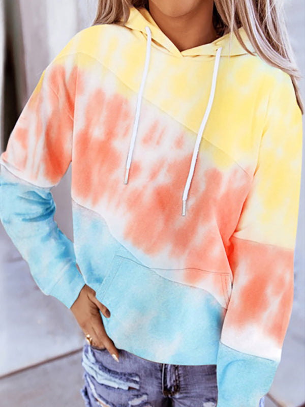 Hoodies- Tie Dye Hoodie - Cotton Blend, Kangaroo Pocket Sweatshirt- Sky blue azure- IndioGear Fashion and Gear