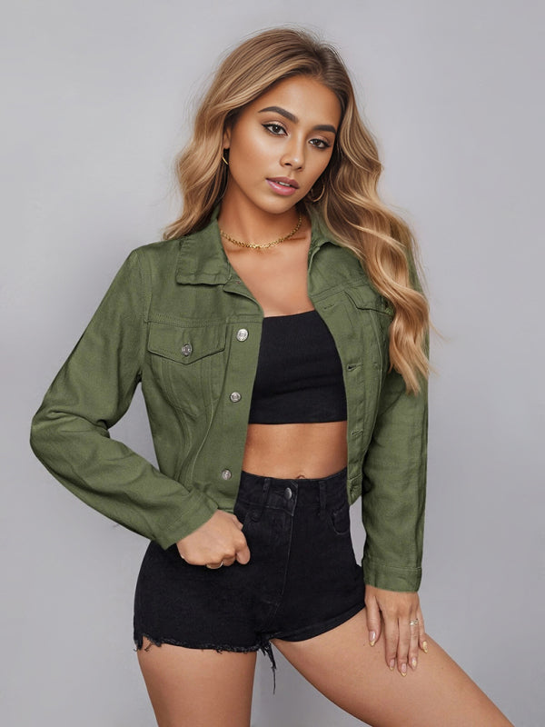 Jeans-Crop-Jacke aus Baumwolle