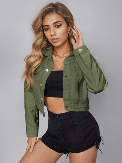 Denim Crop Jacket in Cotton