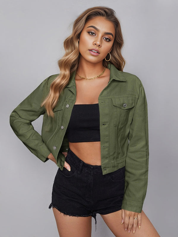 Jeans-Crop-Jacke aus Baumwolle