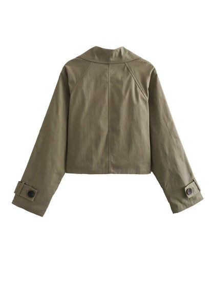 Notch Lapel Double-Breasted Jacket - Fall Crop Jacket