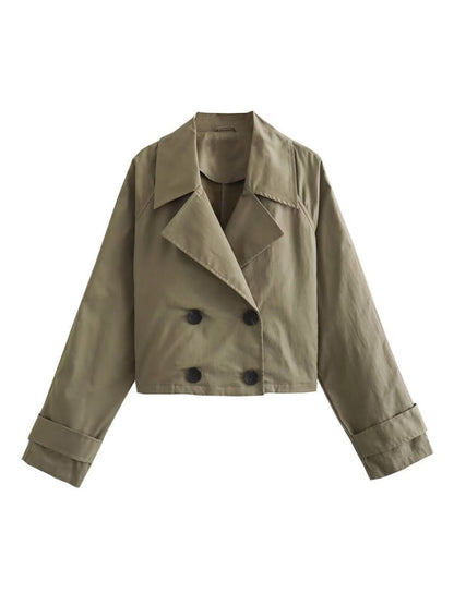 Veste à double boutonnage à revers cranté - Veste courte d'automne