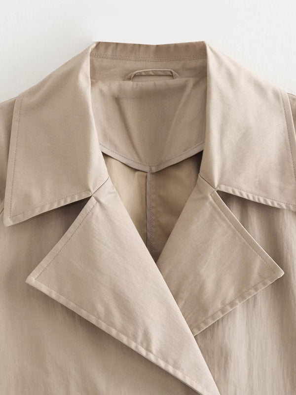 Notch Lapel Double-Breasted Jacket - Fall Crop Jacket