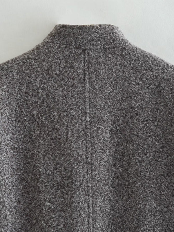 Oversized Wool Outerwear | Stand Collar Wool Jacket