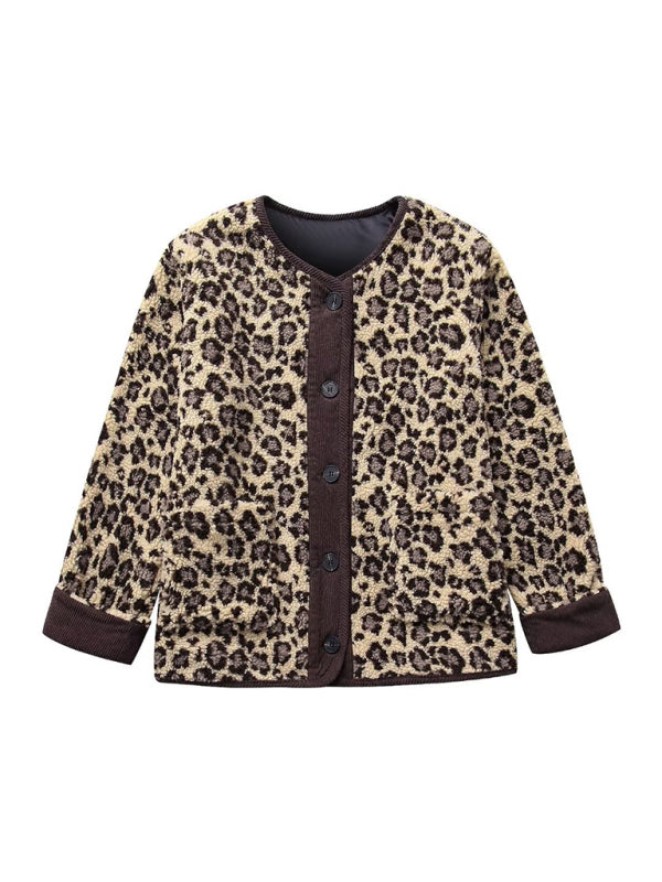 Jackets- Warmer Cozy Animal Print Button-Up Jacket- - IndioGear Fashion and Gear