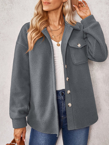 Jackets- Winter Essential: Faux Fur Fabric, Side Flap Pocket, Plush Jacket- - Pekosa Women Clothing