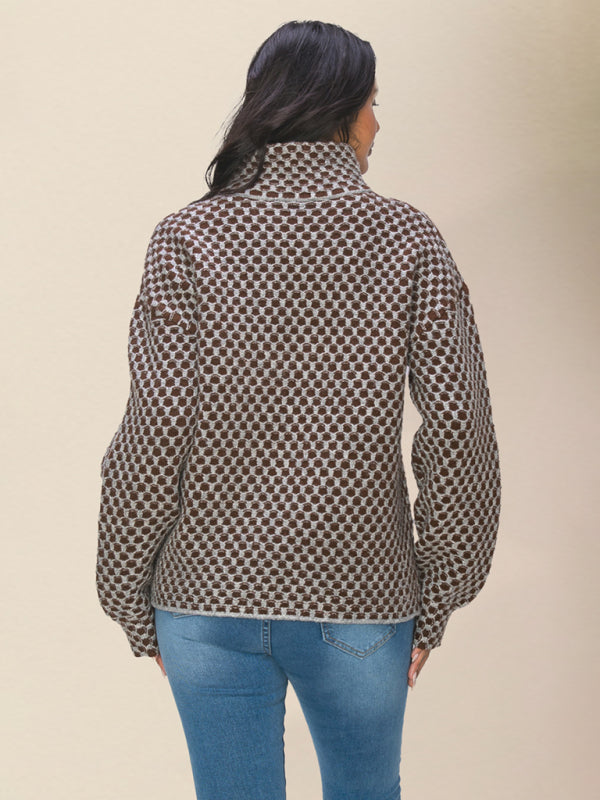 Jackets- Wool Blend Houndstooth Jacket for Winter- - IndioGear Clothing and Gear