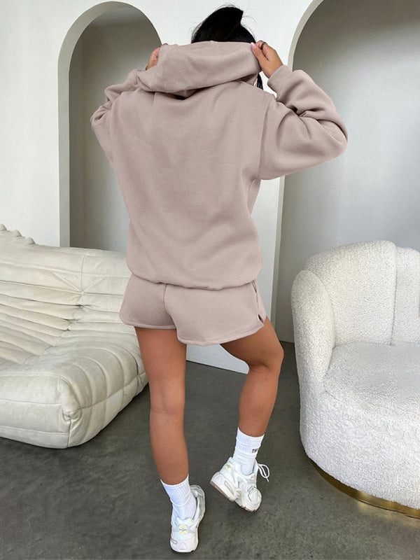 Jogging Outfit-Tracksuit Hoodie and Sweatshorts Set for Your Run-Pekosa Women Clothing