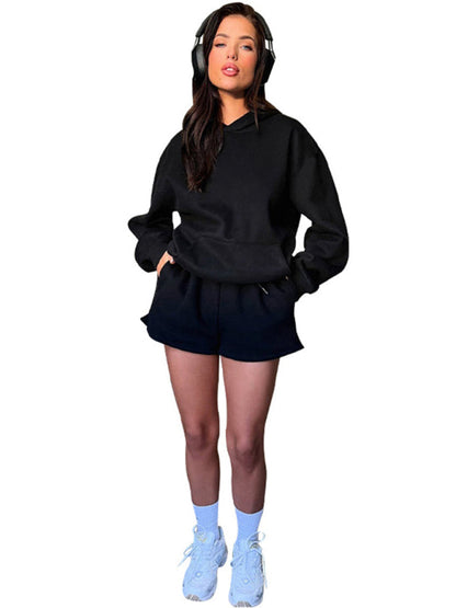 Jogging Outfit-Tracksuit Hoodie and Sweatshorts Set for Your Run-Pekosa Women Clothing