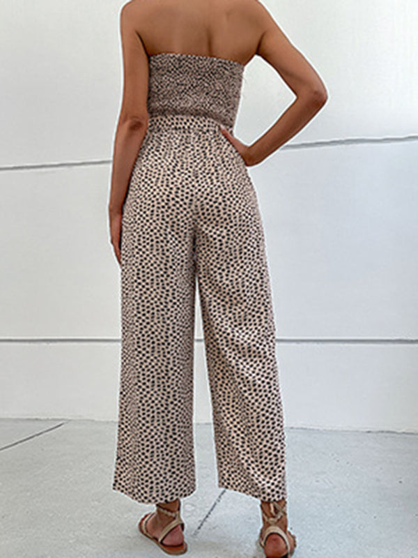 Jumpsuit- Animal Print Tube Jumpsuit - Belted Pantsuits- - IndioGear Fashion and Gear