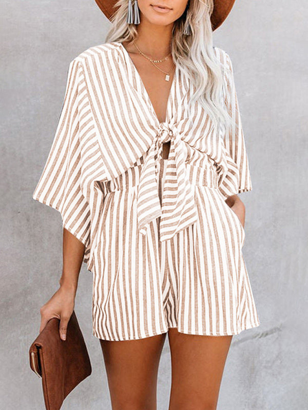 Jumpsuit- Be Bold, Be Confident: Make a Statement in Our Striped Romper Playsuit- - IndioGear Fashion and Gear