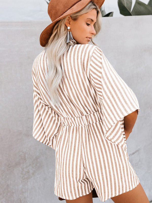 Jumpsuit- Be Bold, Be Confident: Make a Statement in Our Striped Romper Playsuit- - IndioGear Fashion and Gear