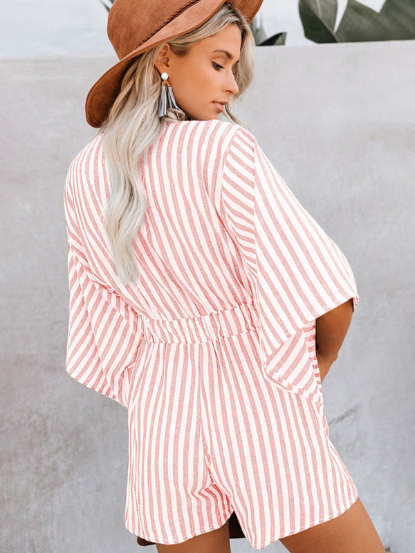 Jumpsuit- Be Bold, Be Confident: Make a Statement in Our Striped Romper Playsuit- - IndioGear Fashion and Gear