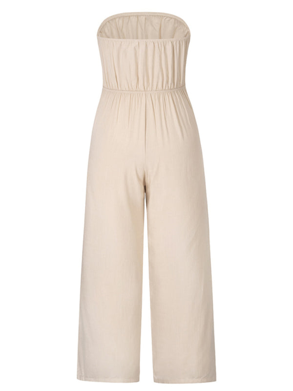 Jumpsuit- Casual Strapless Jumpsuit for Women - Summer Tube Playsuit- - IndioGear Fashion and Gear